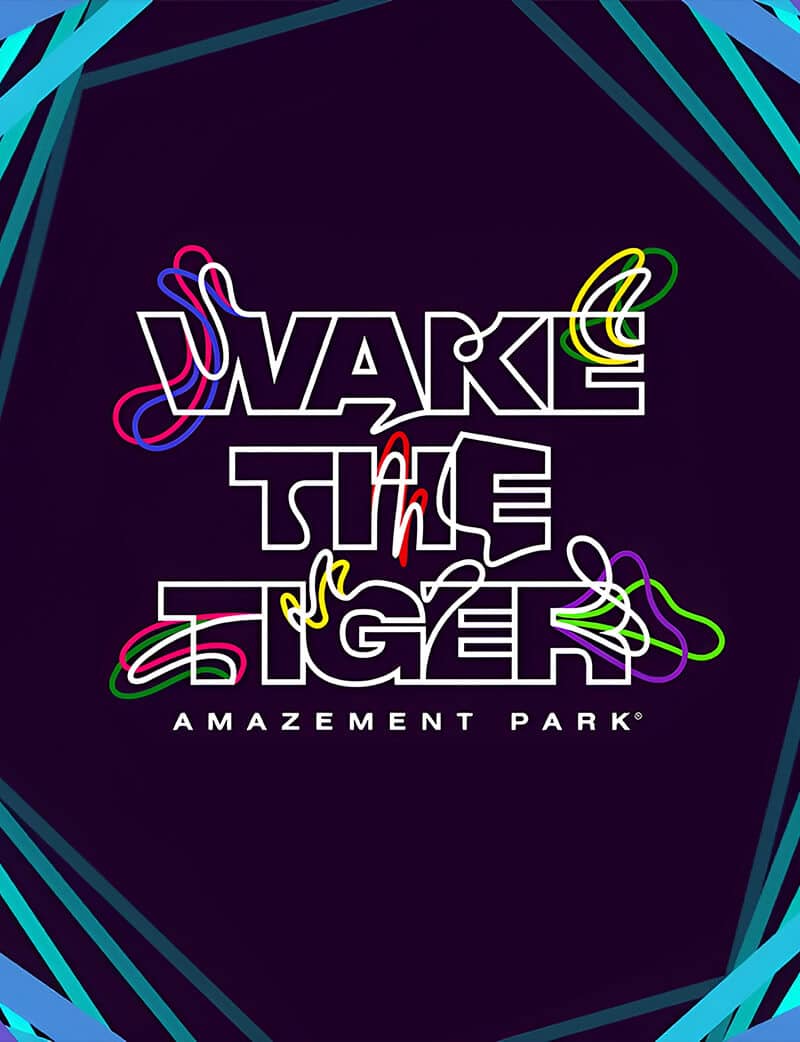 The logo of Wake the Tiger Amazement Park